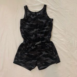 Athleta Girls black and grey camo romper